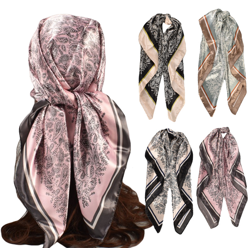 Europe and the United States spring new imitation silk 90 color printing small cashew nuts generous scarf wholesale fashion women's scarf
