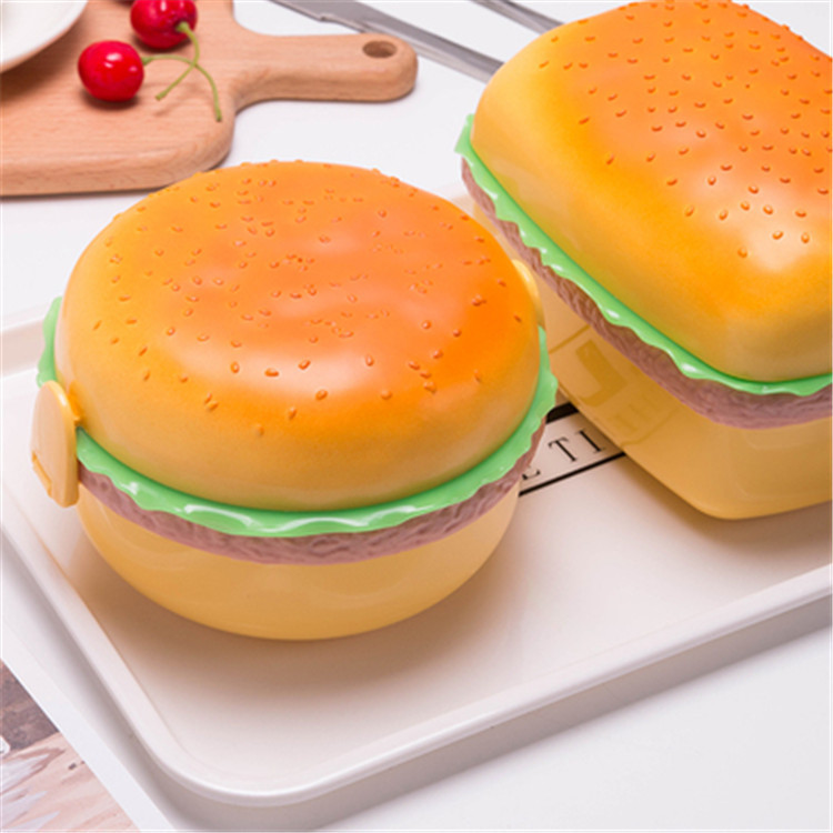 Cross-border cute double-layer hamburger insulated lunch box 304 food grade student children lunch box microwave lunch box
