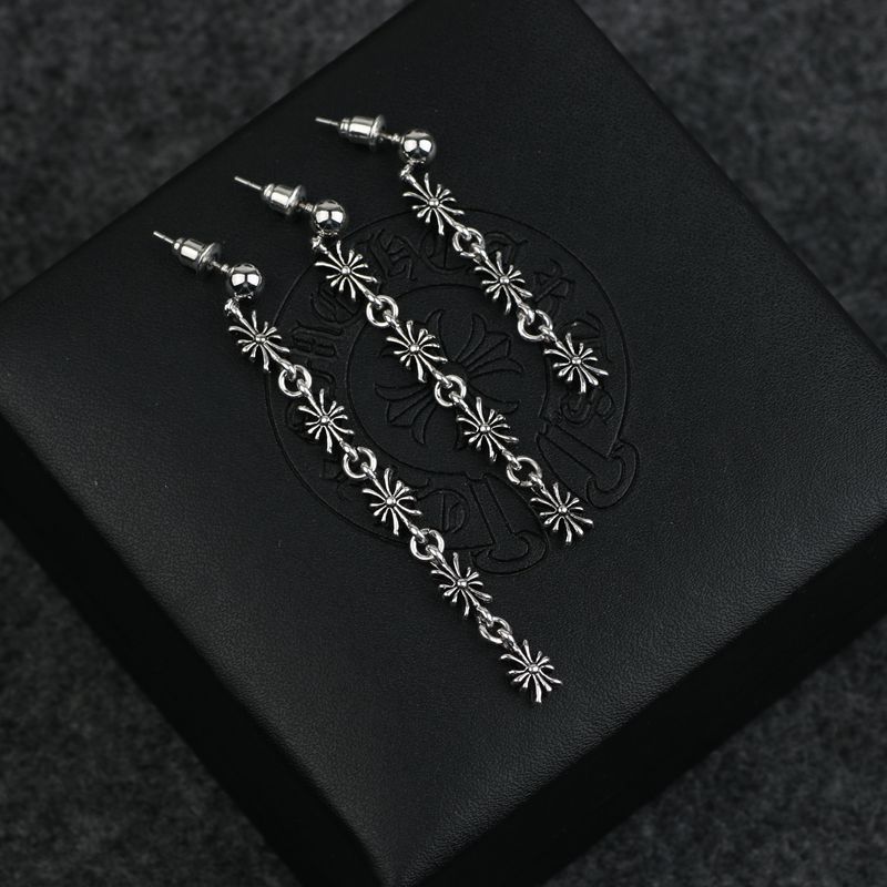 網紅雪梨蛇蛇同款十字架長耳釘KE羅心ch流蘇耳環女日韓潮飾品