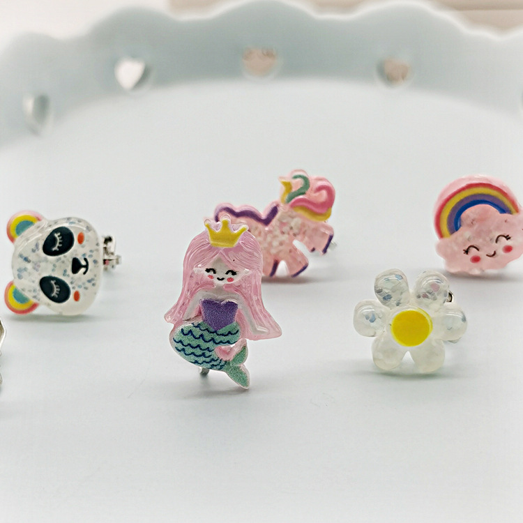 Cross-border New Cartoon Children's Ear Clip Earrings Cute Unicorn Mermaid Ear Clip Girls' Ear Accessories