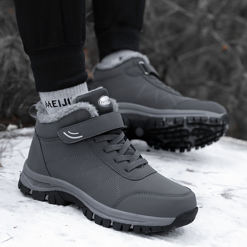 Winter Velvet Middle-aged and Elderly Walking Shoes Women's High-top Cotton Shoes Non-slip Warm Hiking Shoes Women's Snow Boots