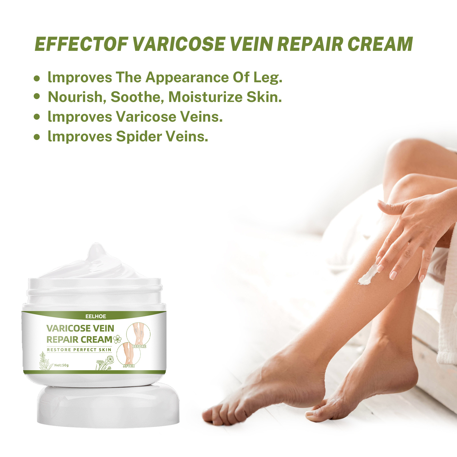 EELHOE Intravenous Repair Cream Massage Leg Pain Relief Meridian Venous Diastolic Care Repair Cream