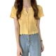 Summer New Arrival Hollow-Out Knitwear Short Short-Sleeved Sweet Cute V-Neck Small Cardigan Slim-Fit Slimming Top Women's Trendy