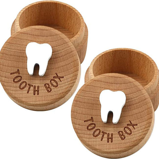 Modern Simple Baby Deciduous Teeth Box Children's Teeth Collection Commemorative Box for Fetal Hair Umbilical Cord Preservation Wooden Box