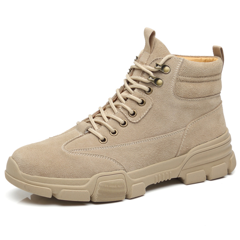 Kung Fu Deer Martin Boots Men's High-top Leather Shoes Mid-top Trendy Shoes Outdoor Tooling Shoes Tactical Short Boots Cotton Shoes Leather Boots