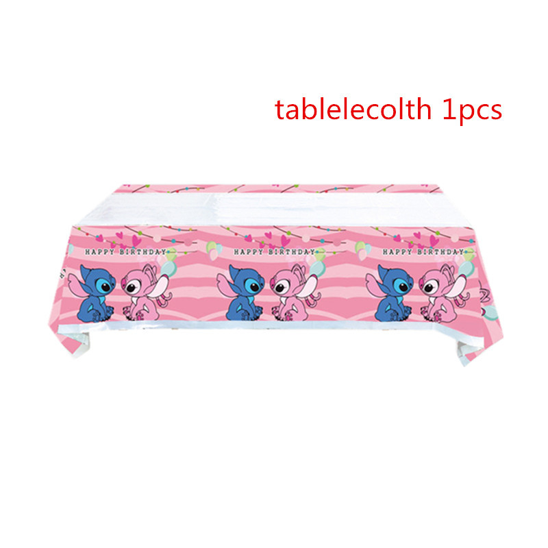 Amazon New Pink Stitch Birthday Party Tableware Decorative Paper Tray Cup Tissue Balloon Set Supplies