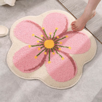 Cross-border modern flocking style home door mat home bedroom bathroom door absorbent non-slip mat foot mat