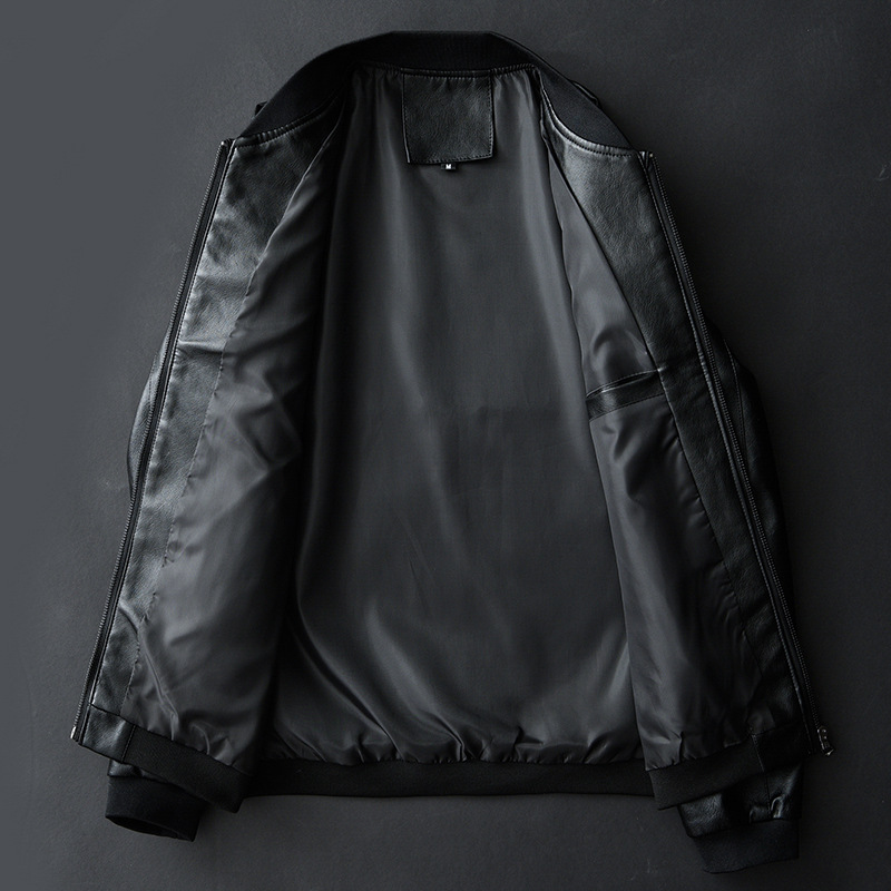 2021 New Leather Men's Casual Jacket Korean Fashionable Slim-fit Handsome Youth Spring and Autumn Motorcycle Jacket