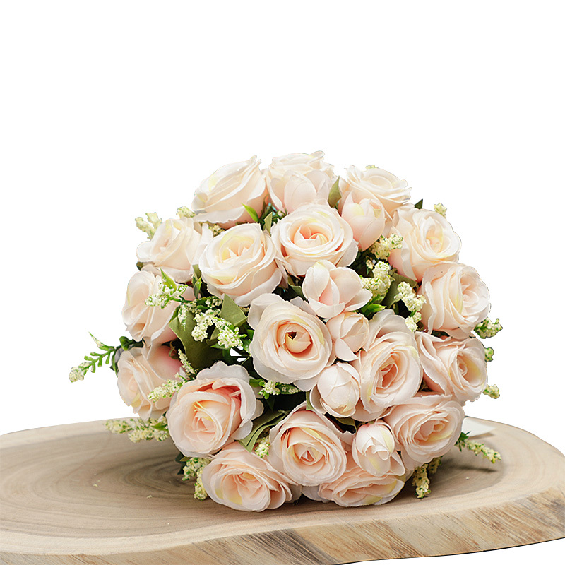 Artificial champagne rose bridal bouquet wedding bridal hands take small bunches wedding shooting bouquets