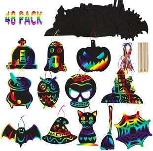 Factory direct Halloween scratch paper handmade DIY bookmark art scratch children's scratch card sticky water painting wholesale
