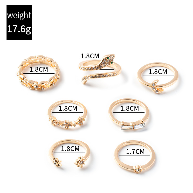 European and American cross-border hot selling ins creative geometric joint ring female hollow heart butterfly ring suit rings