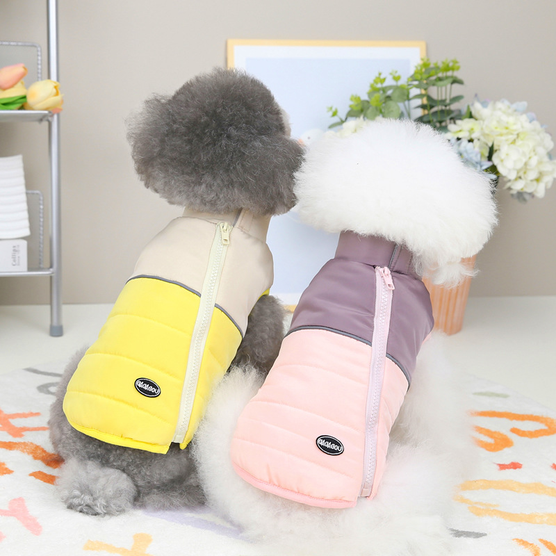 Pet Clothing Dog Clothes Autumn and Winter Clothes Thickened Leg Cotton Vest Pet Clothes 22 Stitching Zipper Cotton Vest