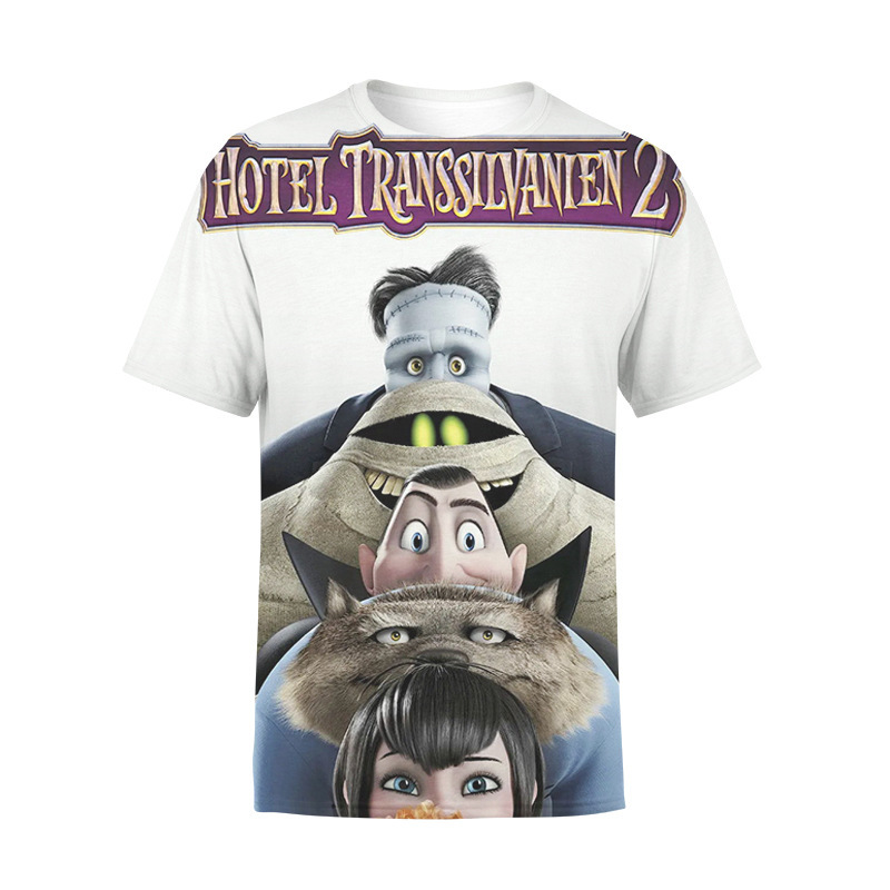 2022 new men's clothing new elf hotel cartoon series 3D digital printing casual loose T-shirt