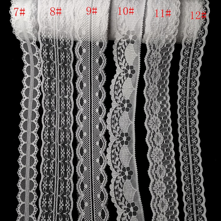 10米一卷精美DIY白色网底刺绣蕾丝花边 打孔镂空服装辅料蕾丝花边