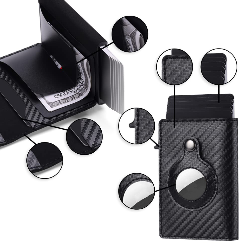 Amazon airtag card case anti-theft brush card case multi-functional business men's leather wallet positioning tracker