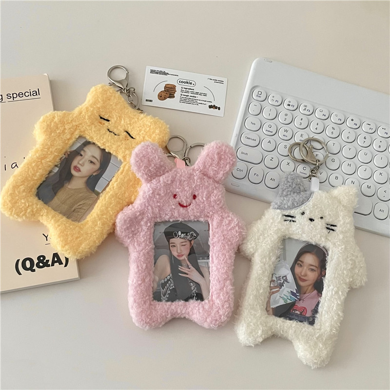 Korean 1:1 butter cat rabbit plush card set portable ins Wind campus meal card Love Bean display pendant