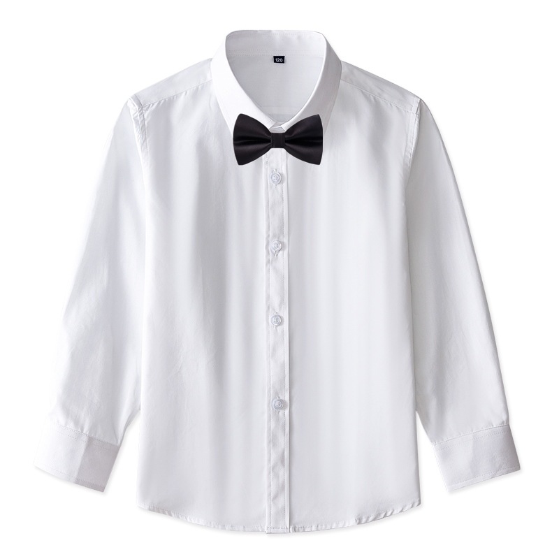 Children's White Shirt Boys' Long Sleeve Spring and Autumn School Uniform for Primary School Students Girls' White Shirt Performance Clothing for Middle School Children