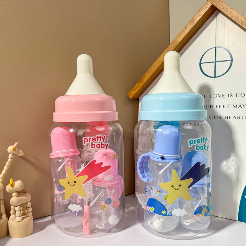 Baby Simple Portable Bottle Brush suit Creative Bottle Bucket Size Bow New Baby Mom Gift Box Combination Bucket