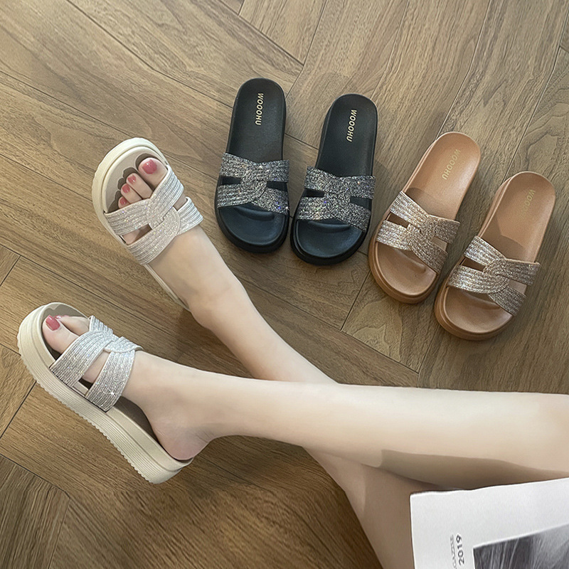 Gao Meilun Fairy Style Thick Bottom Slippers Women's Summer Outwear Fashion ins Trendy Height Increasing Internet Celebrity Explosive Thong Cake Sandals