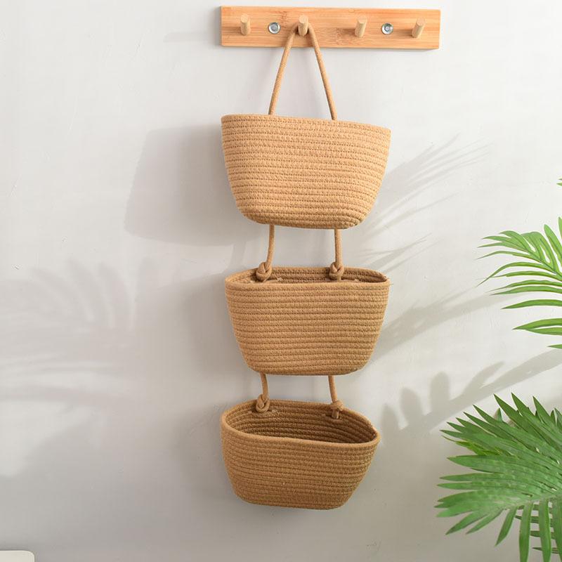 Christmas tree three-layer storage rack bedroom living room decoration hanging basket cute handmade flower basket hallway hanging storage basket