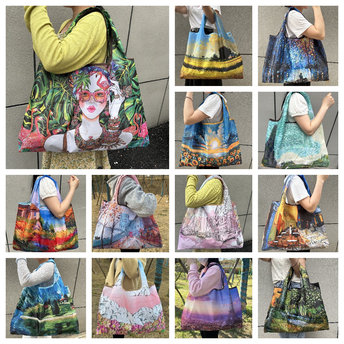 New Foldable Eco-Friendly Travel Portable Supermarket Large Capacity Single-Shoulder Shopping Bag for Women Vegetable Shopping Bag