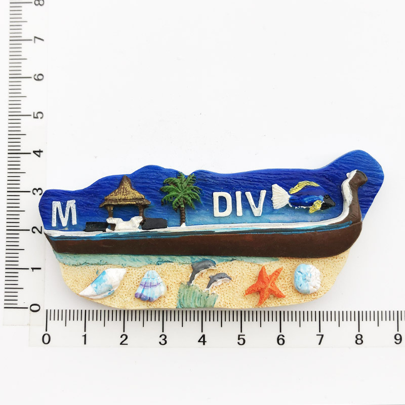 Cross-border e-commerce in stock wholesale Maldives tourism commemorative decorative crafts resin painted magnet refrigerator magnets
