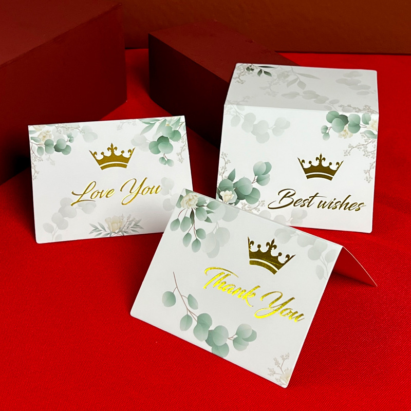 Small fresh Japanese and Korean ins style greeting card holiday flower shop flower gift box Thank you blessing bronzing small greeting card pieces wholesale