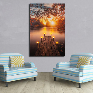 HD Simple Single Twilight Lake Lantern Tap Display Sofa Background Wall Carday Studio Hanging Painting