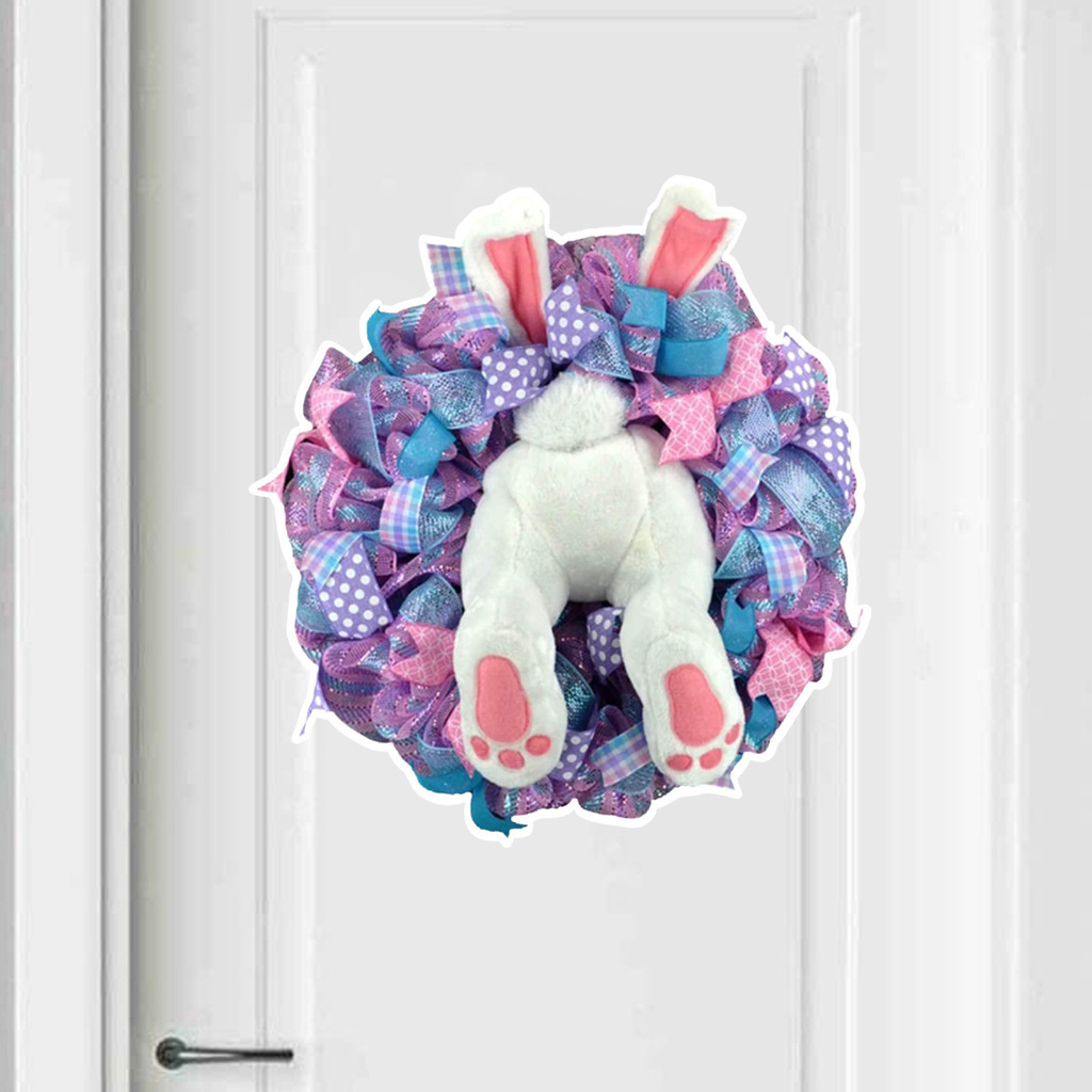 Easter Rabbit Wreath Bunny Sticker Easter Rabbit Wreath doorplate decorative Sticker