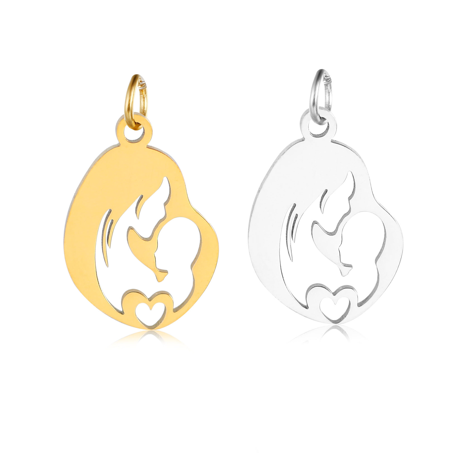 Cross-border creative new stainless steel mirror Mother's Day love mother's love accessories 18K gold-plated pendant