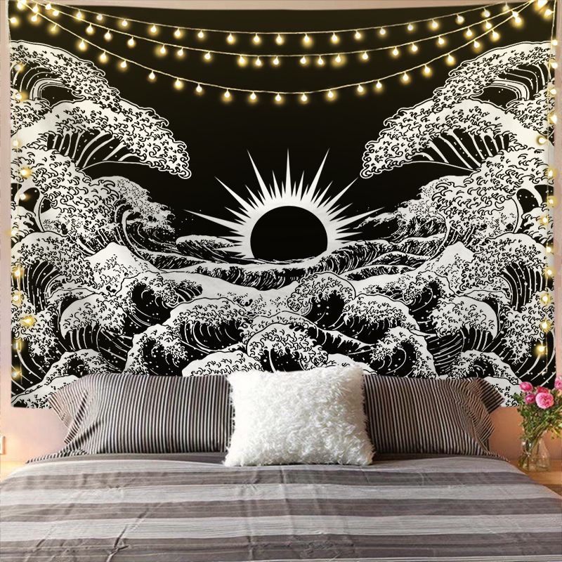 Amazon Hot Selling Tapestry Custom Black and White Star Art Background Cloth Bedside Sofa Hanging Cloth Home Decorative Wall