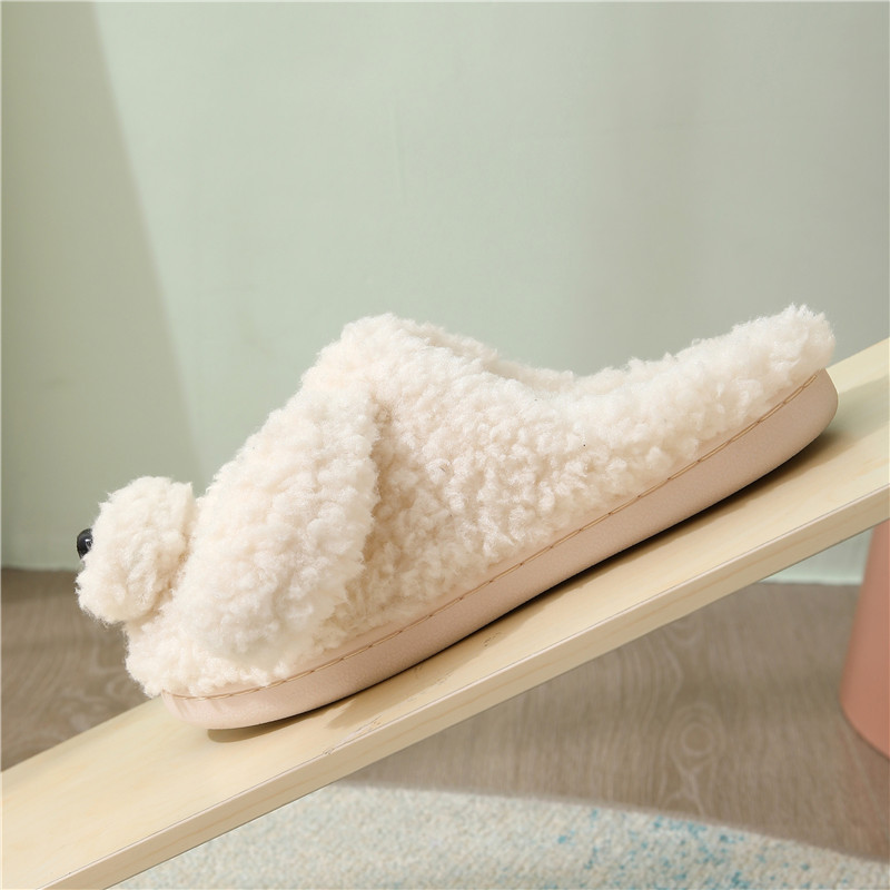 2021 autumn and winter cute cartoon cotton slippers for men and women indoor warm teddy dog slippers all-inclusive with thick bottom waterproof