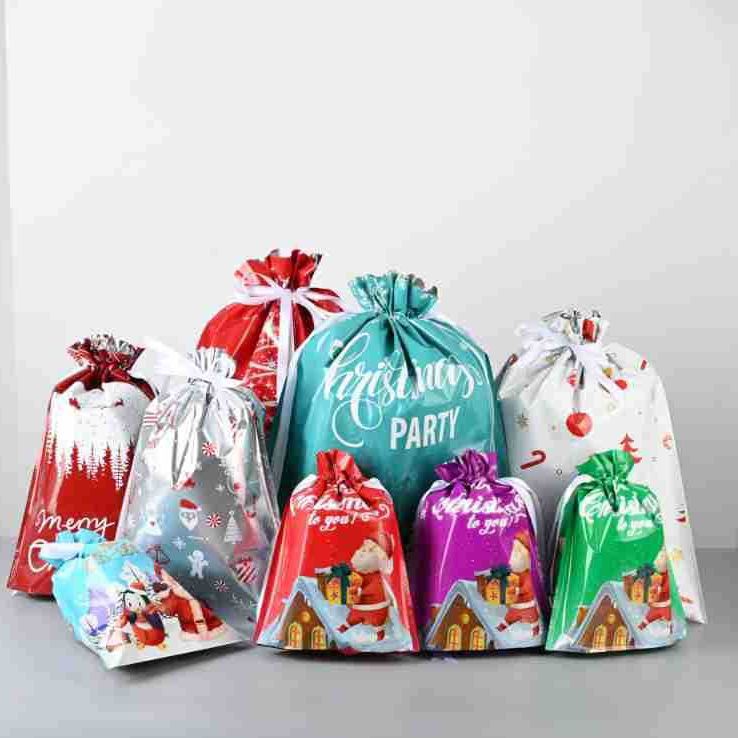 Cross-border New Christmas Halloween Gift Bag Santa Claus Drawstring Bags Candy Packaging Bag Gift Bag