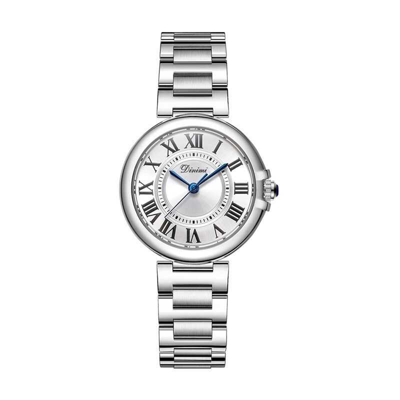 2023 new women's watch dinimi fashionable simple elegant steel belt quartz retro Roman scale pair watch