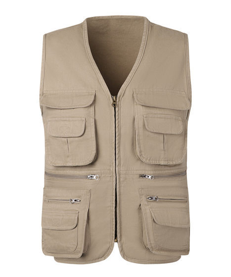 Middle-aged and elderly vest spring and autumn Leisure outdoor vest manufacturer plus size multi-pocket photography cotton vest men's 11#