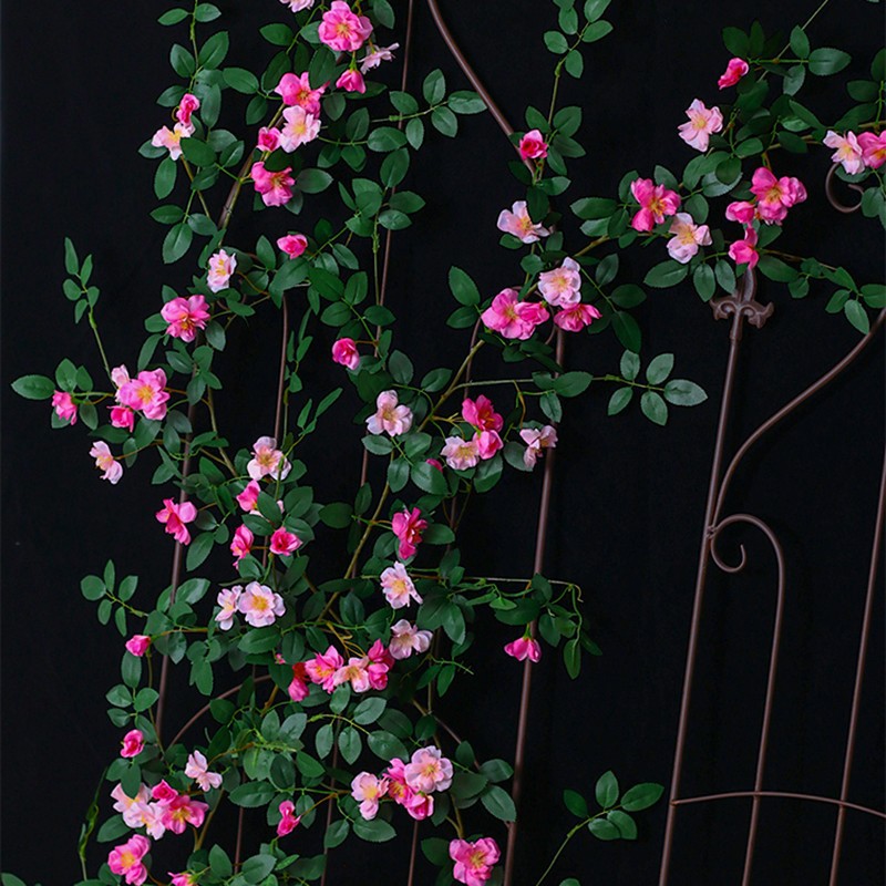 仿真玫瑰花藤薔薇藤蔓假花花藤條空調管道裝飾花藤纏繞塑料花壁掛
