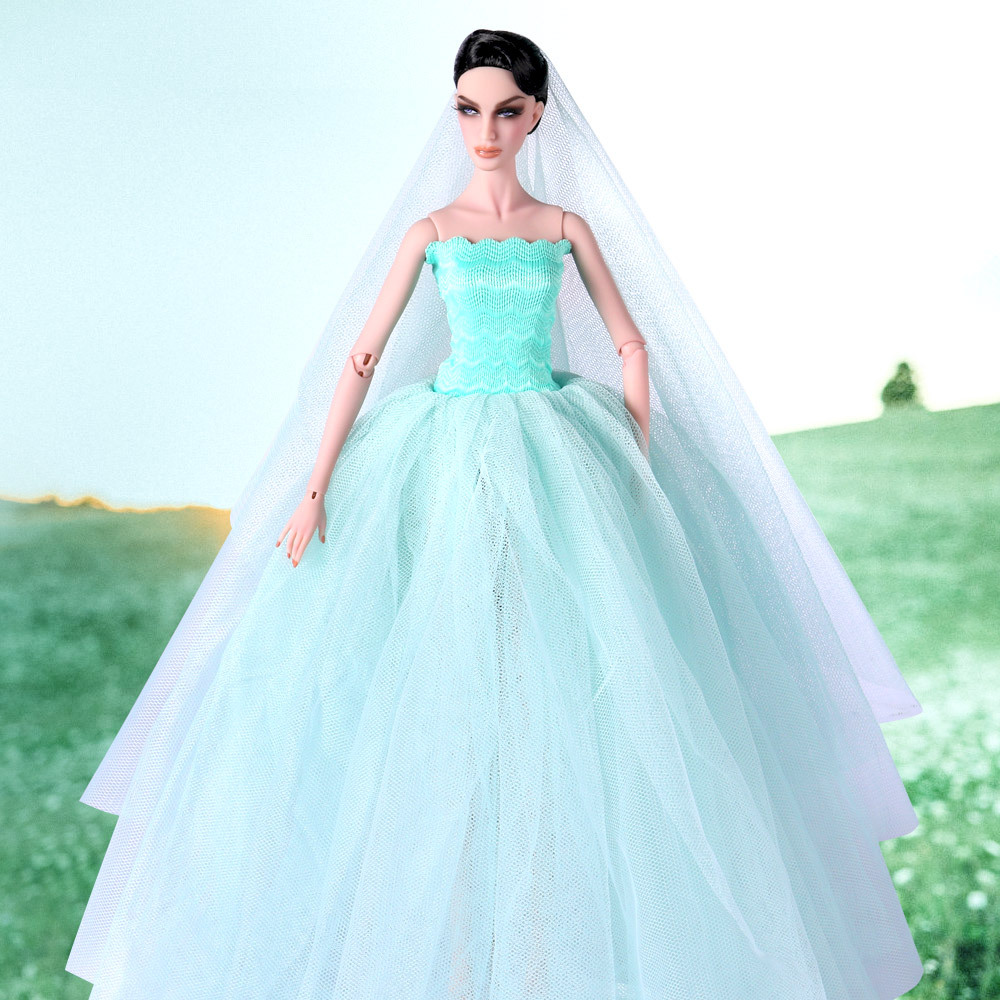 30CM6 points doll clothing puffy dress dress Princess Wedding Dress fashion stitching fishtail skirt cross-border