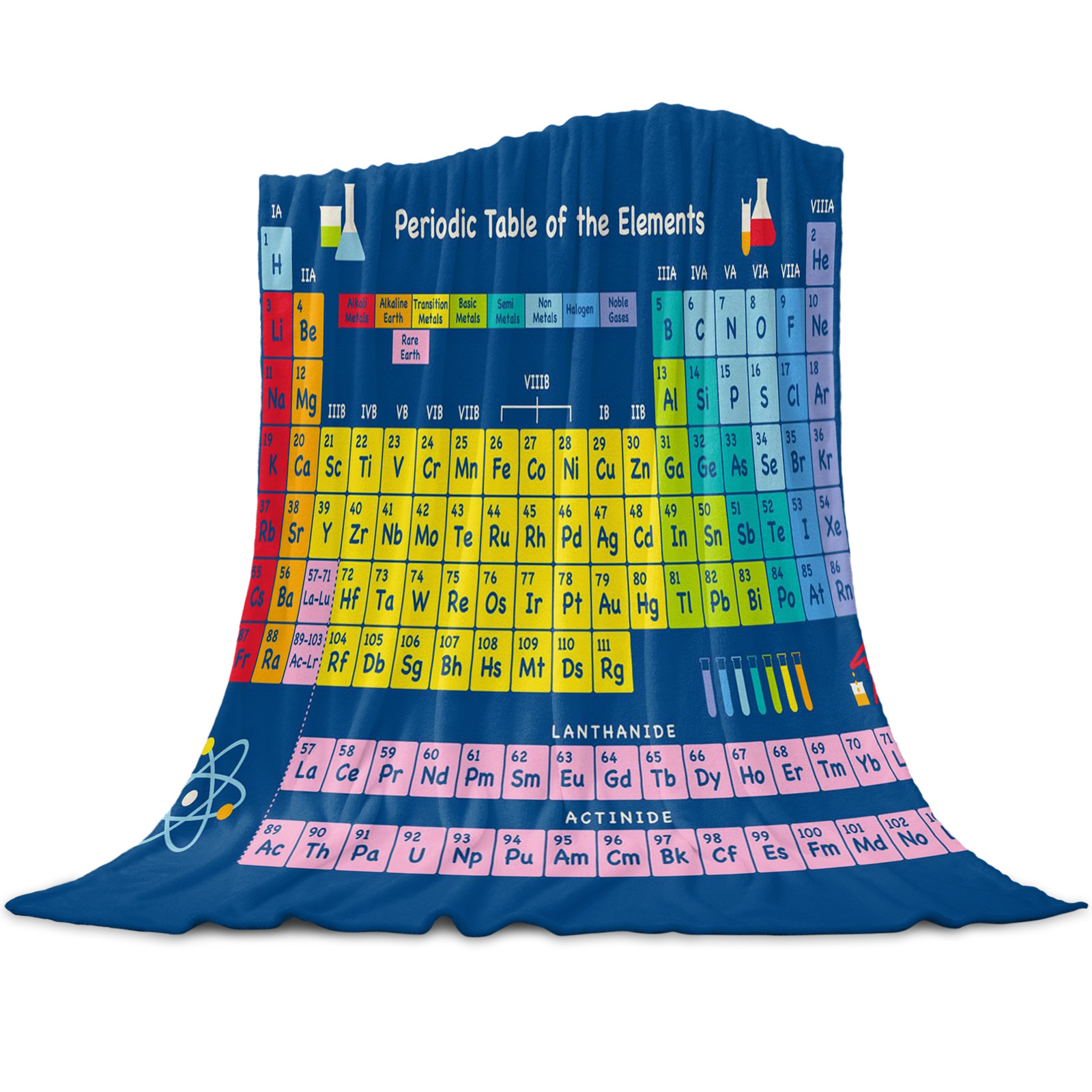 Element Periodic table chemical bed sofa linen blanket portable soft wool blanket fun plush bedspread