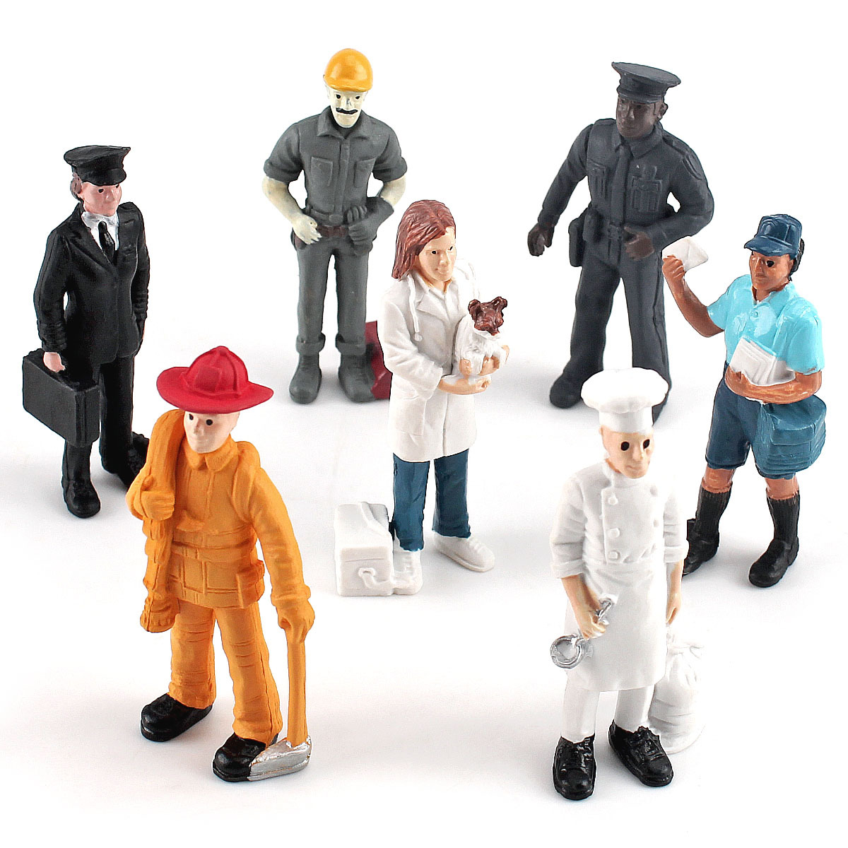 Cross-border sand table scene simulation microscopic character model police fireman Baker pilot doll decoration