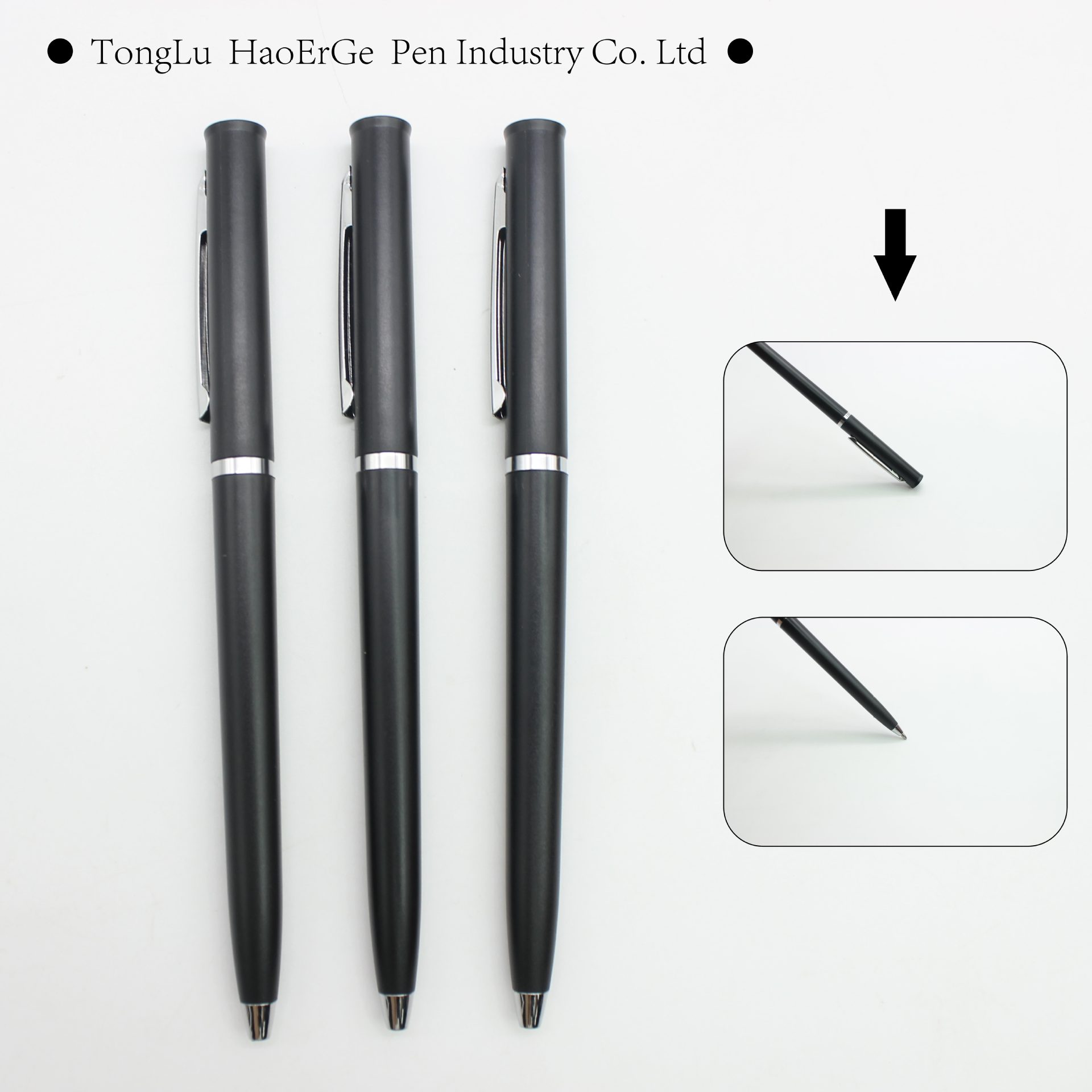 Factory Direct Supply Plastic Small Xihua Twisted Ballpoint Pen Frosted Black ABS Simple Advertising Promotional Gift Pen