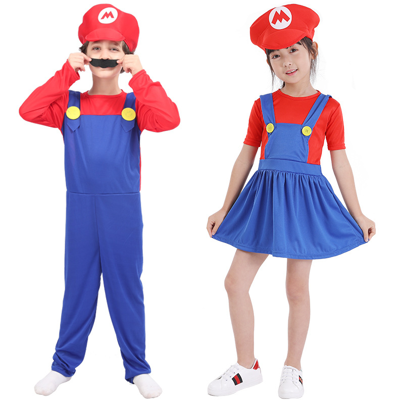 Halloween costume cos anime parent child cosplay adult child Mario costume Super Mary clothes