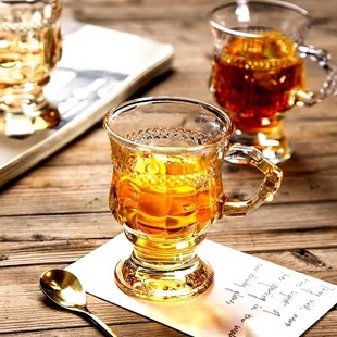 Glass Accompanying Ceremony Vintage Wine Glass Amber Goblet Cup Accompanying Ceremony High Color Value Water Cup Coffee Cup