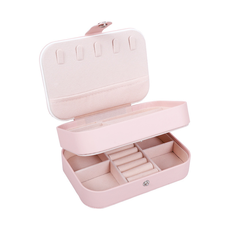 Korean style jewelry box large capacity ring necklace jewelry storage box double mirror jewelry storage box wholesale