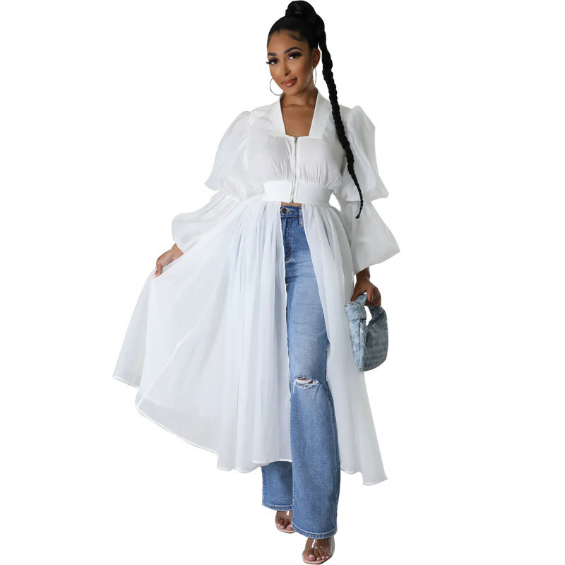 8685 European and American women's fashion solid color dress long sleeve elegant skirt Amazon cross-border Autumn New Wholesale