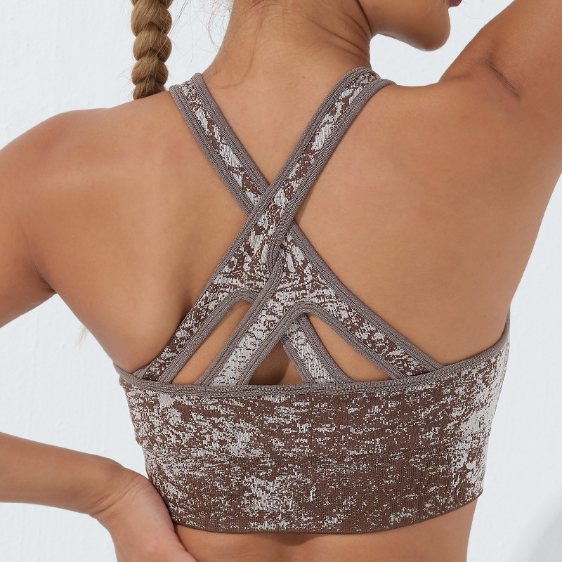 European and American new cross-border autumn sports bra fitness vest wide shoulder strap cross beauty back yoga sports bra