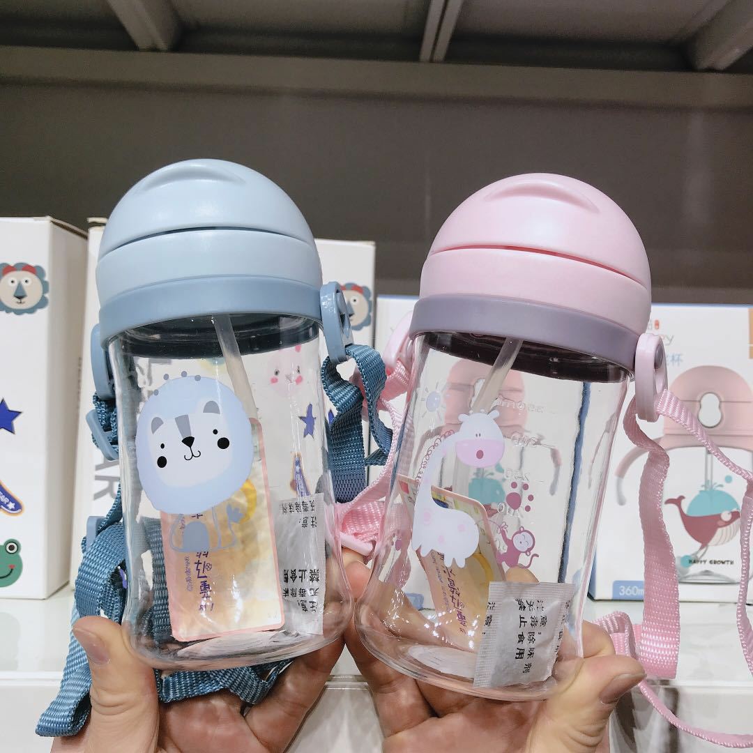 Cartoon Children's Strap Water Cup with Scale Drop-proof Suction-proof Water Cup Kindergarten Baby Drinking Water Cup