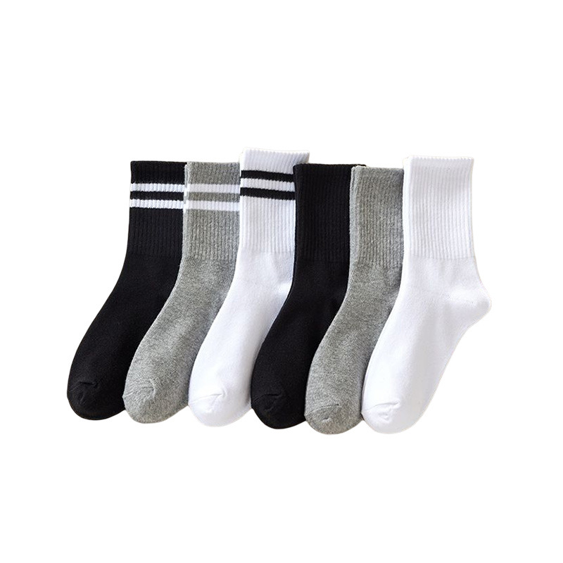 Socks for men and women in the tube spring and summer autumn socks solid color all-match striped socks trendy academic style high tube stockings wholesale