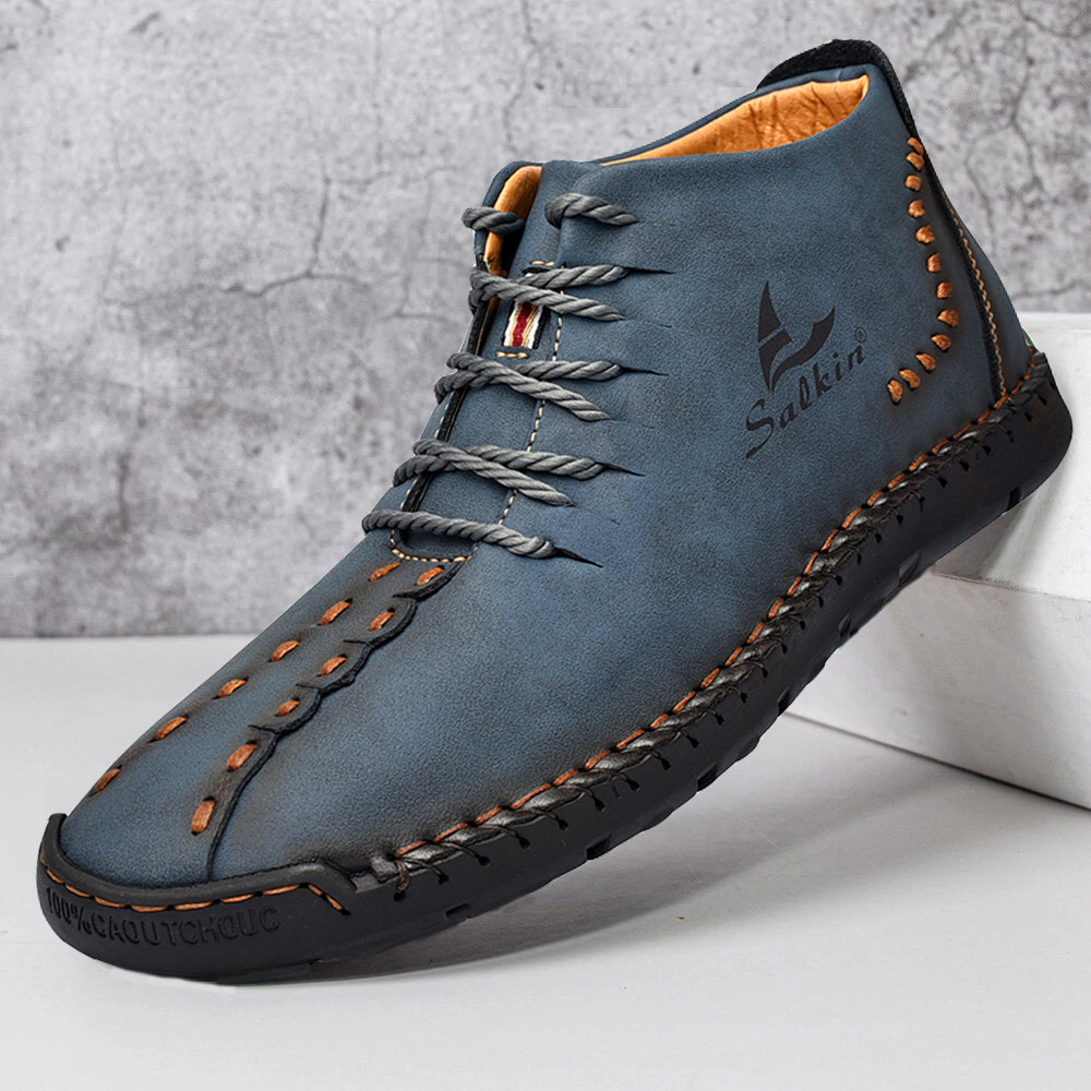 2021 Autumn/Winter New Men's Martin Boots Large Size Mid-Height Leather Boots Outdoor Casual Handmade Insulated Short Boots for Men