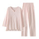 New spring and summer women's cotton yarn Japanese pajamas double-layer gauze breathable casual home wear suit ninth sleeve cotton