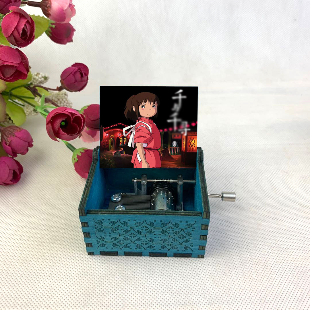 Source Factory Wooden Music Box Vintage Carving Painted Spirited Away Birthday Gift Music Box Wholesale